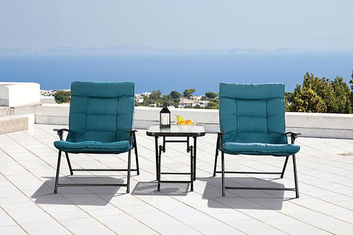 Bastia 3 Pc. Teal Conversation Set Outdoor Seating Set FOA East