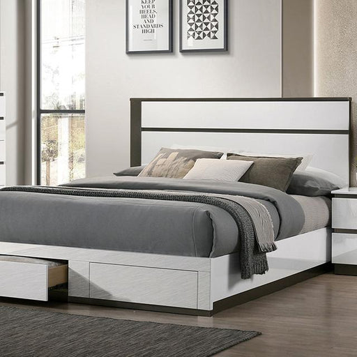 BIRSFELDEN Cal.King Bed w/ Drawers, White Bed FOA East