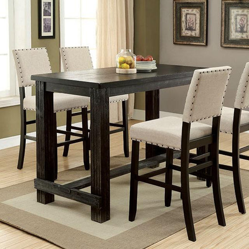 Sania II Antique Black Bar Table, Antique Black Dining Table FOA East