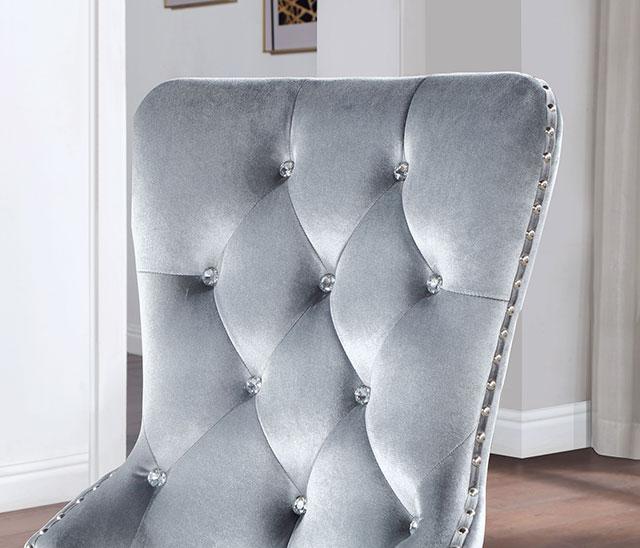 ADALIA Wingback Chair (2/CTN), Silver/Dark Gray Dining Chair FOA East