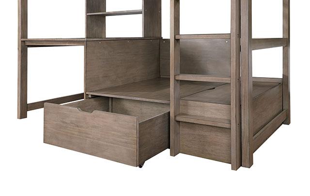 CALLISTUS Twin/Workstation Loft Bed, W. Gray Loft Bed FOA East