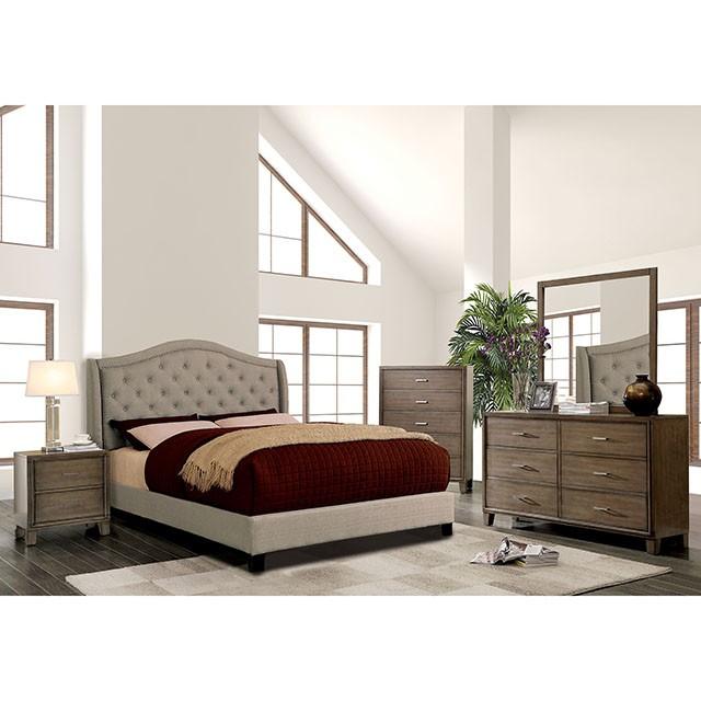 CARLY Queen Bed, Warm Gray Bed FOA East