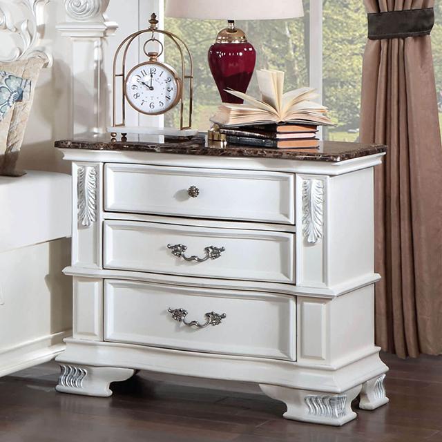 ESPARANZA Night Stand, Pearl White Nightstand FOA East