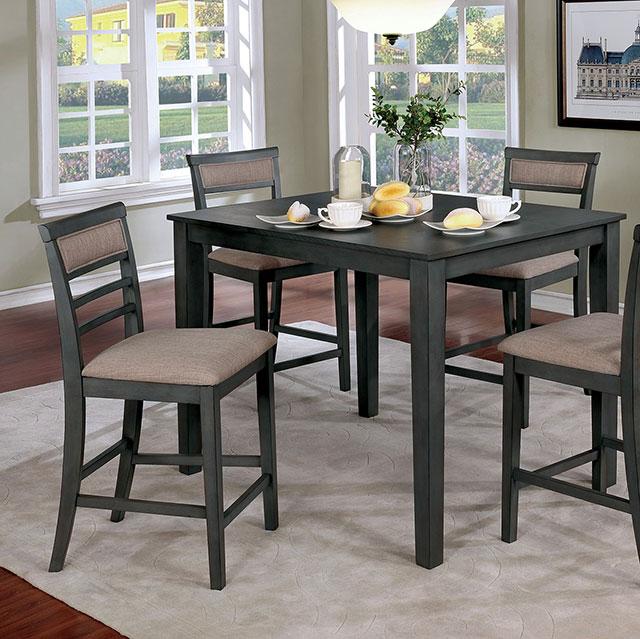 Fafnir Weathered Gray/Beige 5 Pc. Counter Ht. Table Set Dining Room Set FOA East