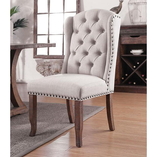 Gianna Rustic Pine/Ivory Wingback Chair (2/CTN) Dining Chair FOA East