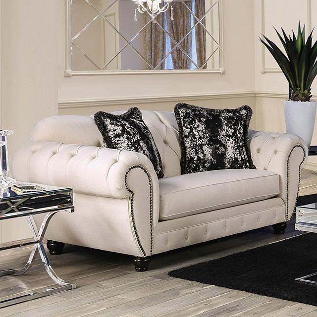 Gilda Beige/Black Love Seat Loveseat FOA East