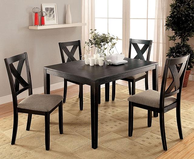 GLENHAM Brushed Black/Gray 5 Pc. Dining Table Set Dining Room Set FOA East