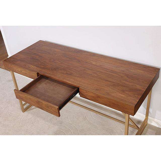 Halstein Light Walnut/Gold Desk Desk FOA East