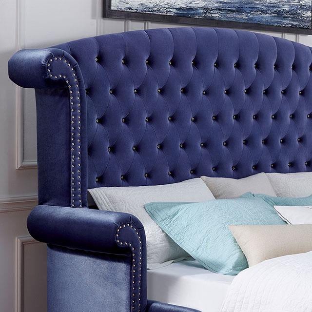 ALZIR Queen Bed, Blue Bed FOA East