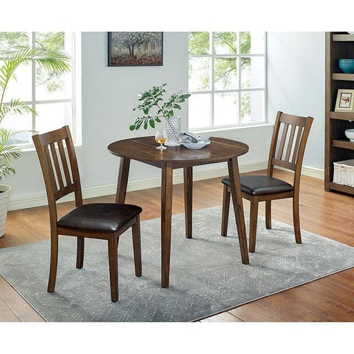 BLACKWOOD 3 Pc. Round Dining Table Set Dining Room Set FOA East