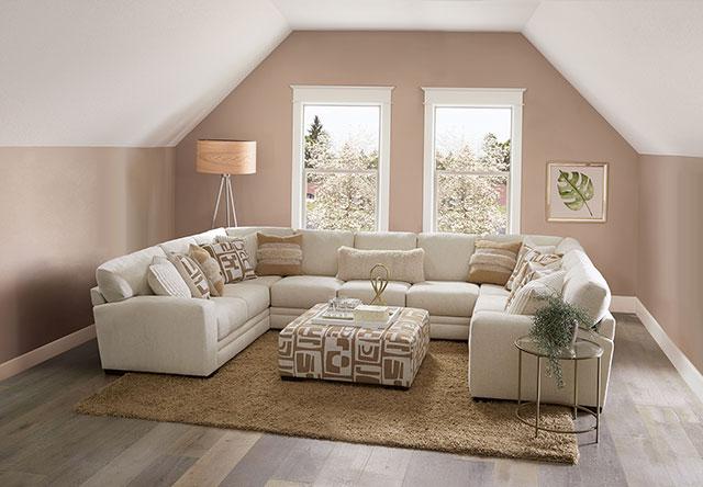 CARLETON Sectional, Ivory/Tan Sectional FOA East