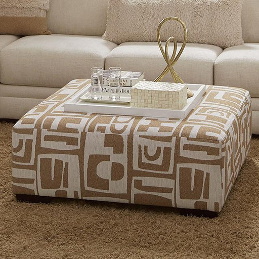 CARLETON Ottoman, Ivory/Tan Ottoman FOA East