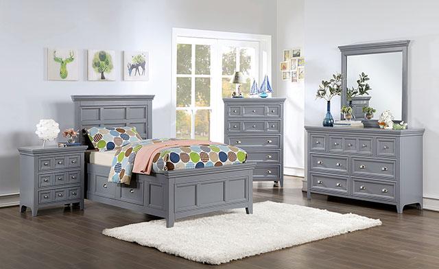 CASTLILE Twin Bed, Gray Bed FOA East