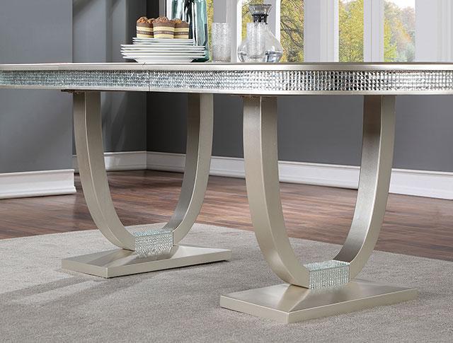 CATHALINA Oval Dining Table, Silver Dining Table FOA East