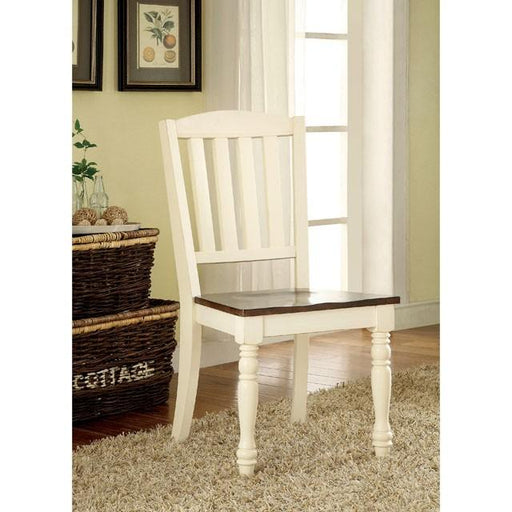 HARRISBURG Vintage White/Dark Oak Side Chair (2/CTN) Dining Chair FOA East