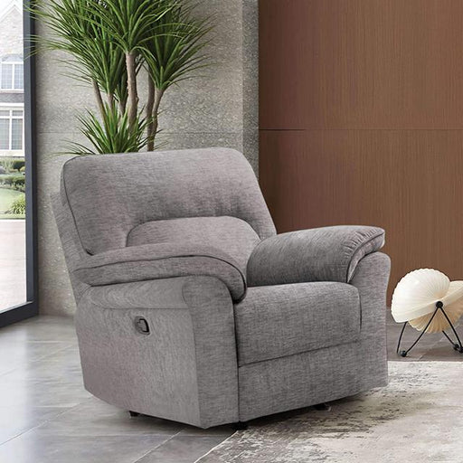 JOSIAS Glider Recliner, Light Gray Fabric Recliner FOA East