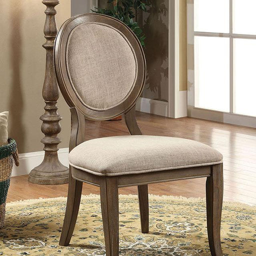 Kathryn Rustic Dark Oak/Beige Side Chair (2/CTN) Dining Chair FOA East