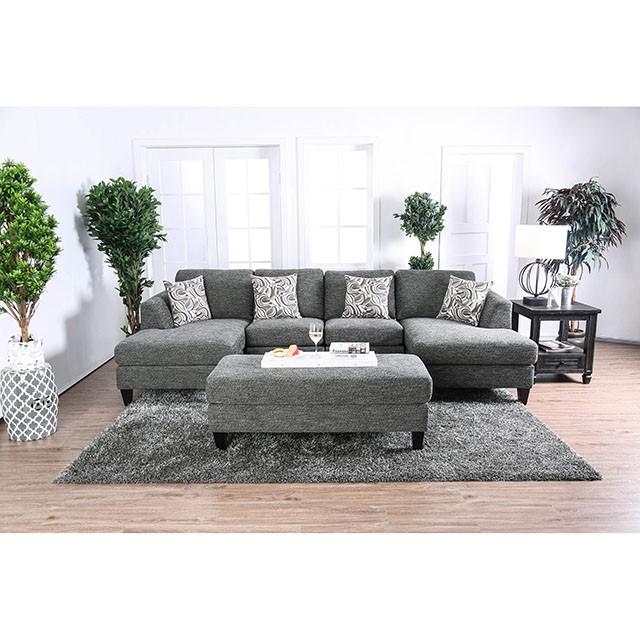 Lowry Gray Sectional w/ Ottoman Sectional FOA East