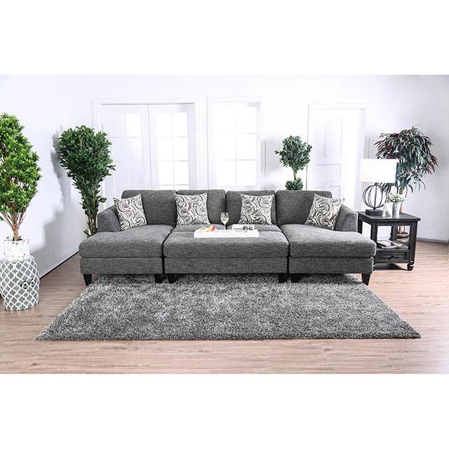 Lowry Gray Sectional w/ Ottoman Sectional FOA East