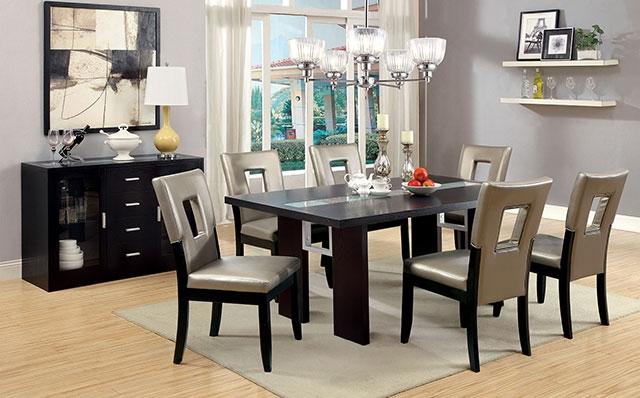 Luminar Black Glass-Insert Dining Table Dining Table FOA East