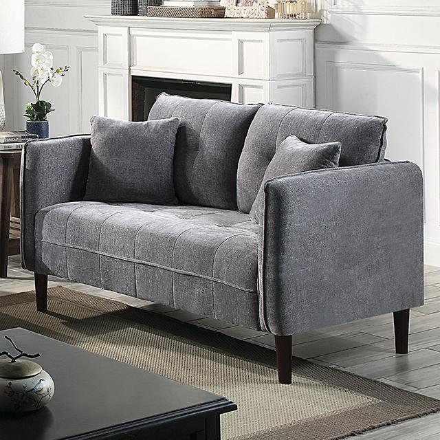 LYNDA Loveseat w/ Pillows, Dark Gray Loveseat FOA East