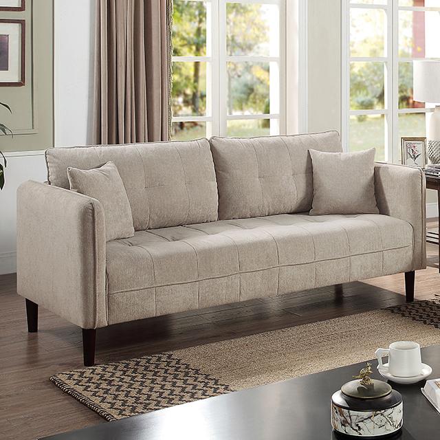 LYNDA Sofa w/ Pillows, Light Gray Sofa FOA East