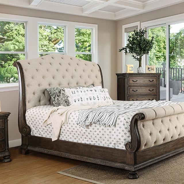 LYSANDRA Beige/Rustic Natural Tone Cal.King Bed Bed FOA East