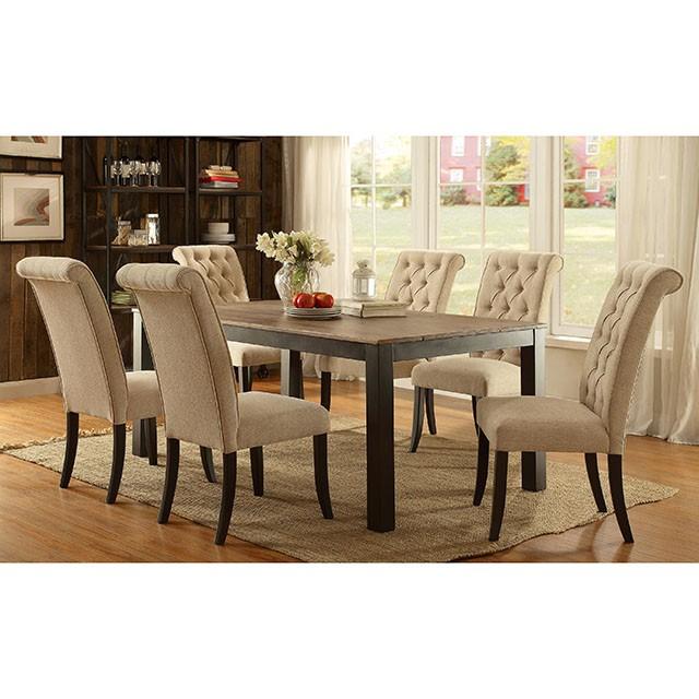 Mashall Beige/Antique Black Side Chair, Ivory (2/CTN) Dining Chair FOA East