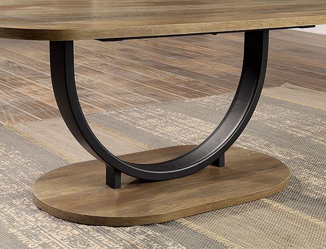 OLBIA 3 Pc. Coffee Table Set (1C+2E), Rustic Oak/Sand Black Table Set FOA East