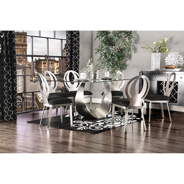 ORLA Silver/Black Dining Table Dining Table FOA East