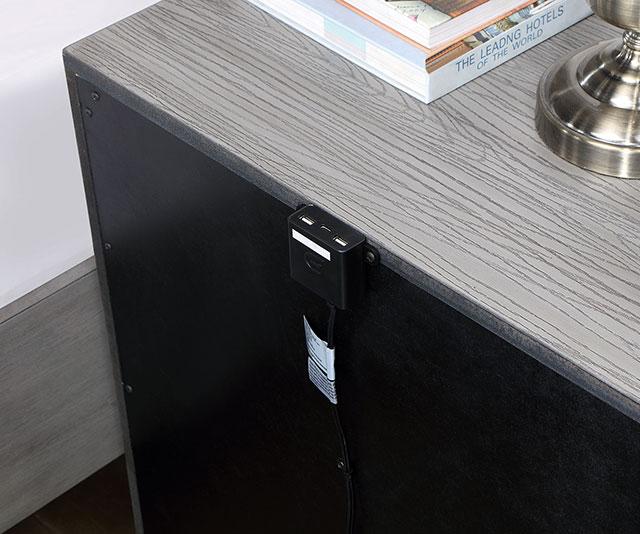 RAIDEN Night Stand w/ USB, Gray Nightstand FOA East