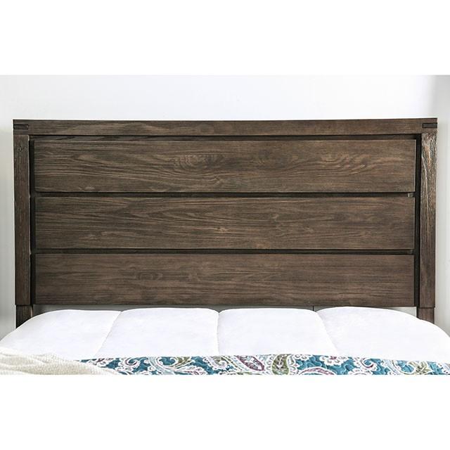 Rexburg Wire-Brushed Rustic Brown E.King Bed Bed FOA East