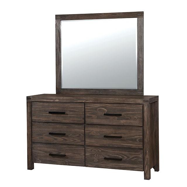 Rexburg Wire-Brushed Rustic Brown Mirror Mirror FOA East