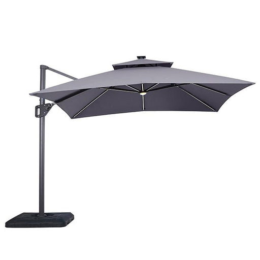 Sano 10 Ft Square Umbrella w/ Double Top w/ LED Light + 37" Large Base Outdoor Accessories FOA East