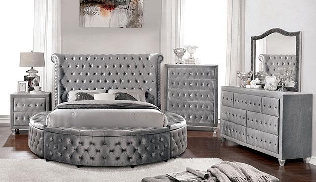 SANSOM Queen Bed, Gray Bed FOA East