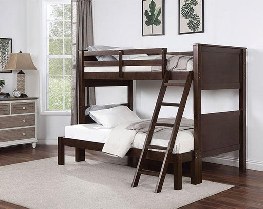 STAMOS Twin/Full Bunk Bed, Walnut Bunk Bed FOA East