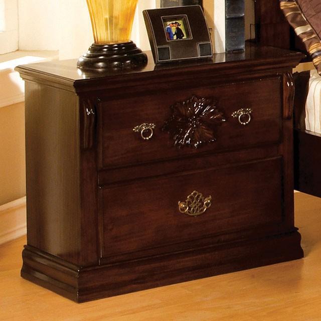 Tuscan II Glossy Dark Pine Night Stand Nightstand FOA East