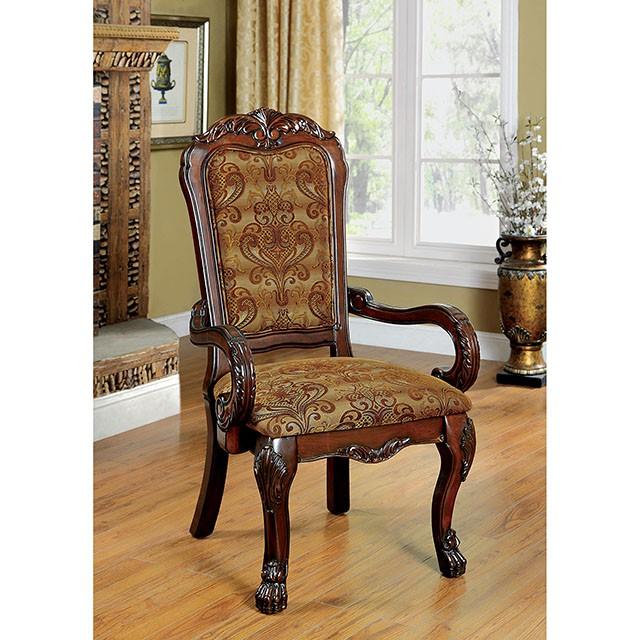 MEDIEVE Cherry Arm Chair, Cherry (2/CTN) Dining Chair FOA East