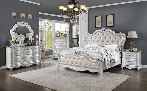 ROSALIND Cal.King Bed, Pearl White Bed FOA East