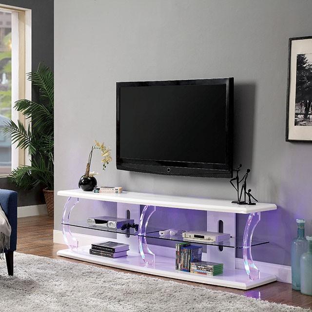 Ernst White/Clear 72" TV Stand TV Stand FOA East