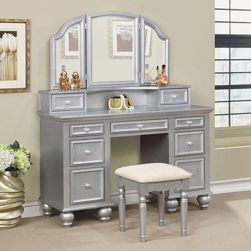 ATHY Silver Vanity w/ Stool Vanity FOA East