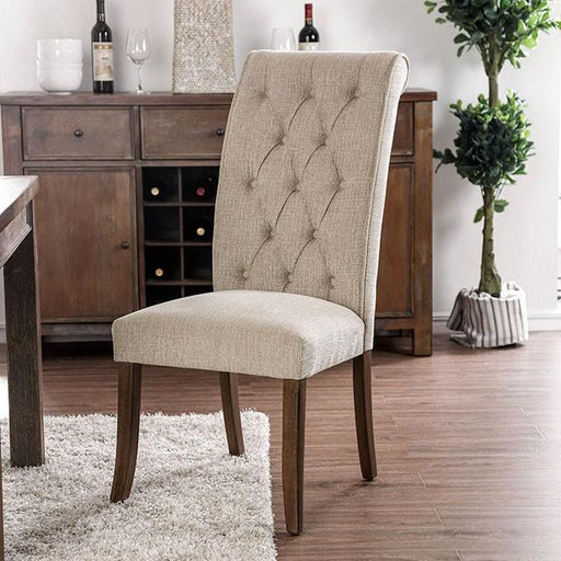 Marshall Beige/Rustic Oak Side Chair (2/CTN) Dining Chair FOA East