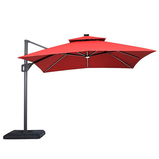 Sano 10 Ft Square Umbrella w/ Double Top w/ LED Light + 37" Large Base Outdoor Accessories FOA East