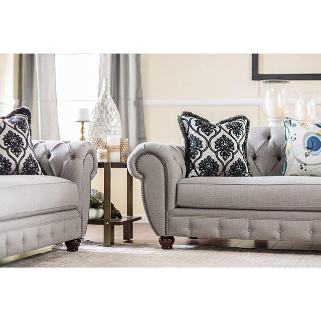 VIVIANA Gray/Black Love Seat, Gray Loveseat FOA East