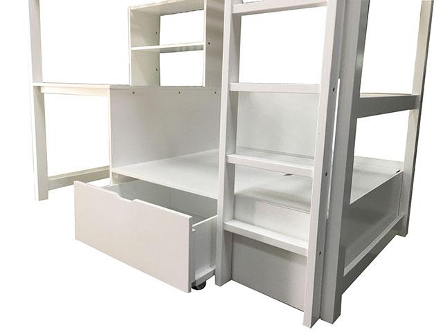 CALLISTUS Twin Workstation Loft Bed, White Loft Bed FOA East