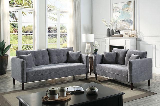 LYNDA Loveseat w/ Pillows, Dark Gray Loveseat FOA East