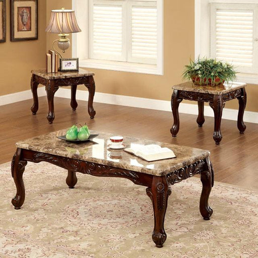 LECHESTER Dark Oak/Ivory 3 Pc. Coffee Table Set Table Set FOA East