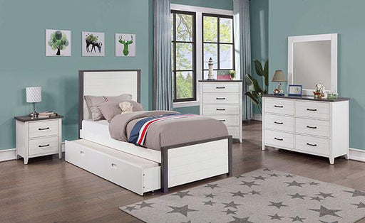 PRIAM Full Bed, White/Gray Bed FOA East