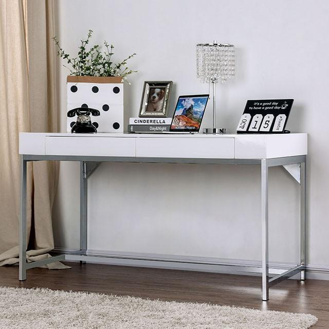 Loke White/Chrome Computer Desk Desk FOA East