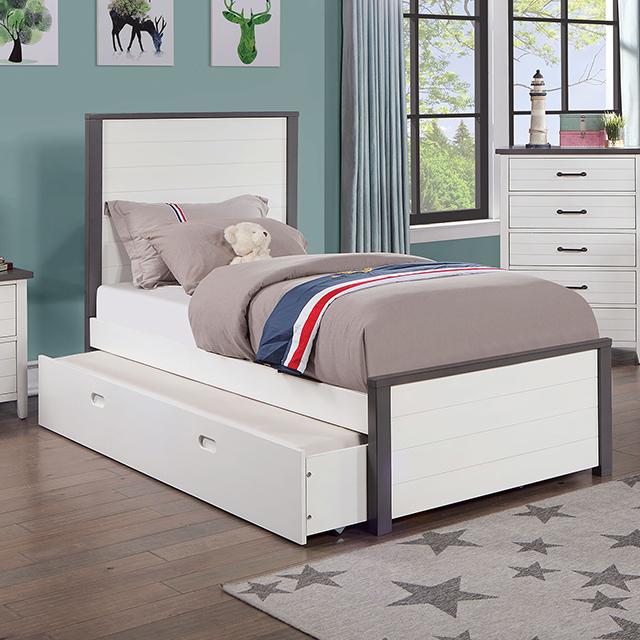 PRIAM Full Bed, White/Gray Bed FOA East